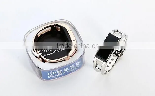 2016 New Fashion Metal Alloy Bluetooth D8 Smart Bracelet With Pedometer D8 Smart Bracelet Watch
