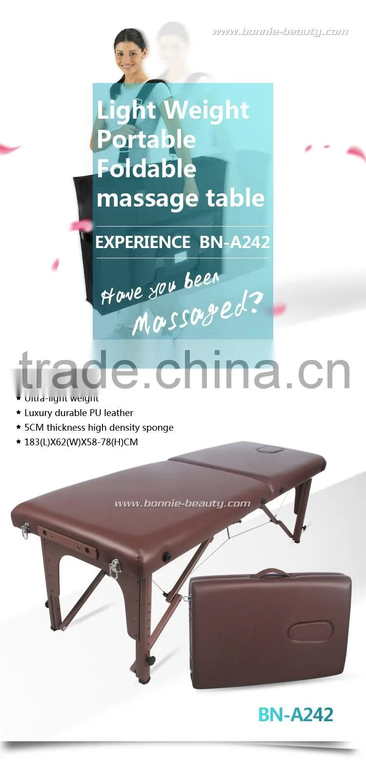2015 the newest comfortable two fold professional portable massage table from BONNIEBEAUTY