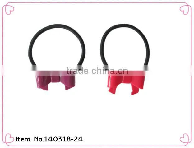 cute girls pink bowknot scrunchie with bow tie