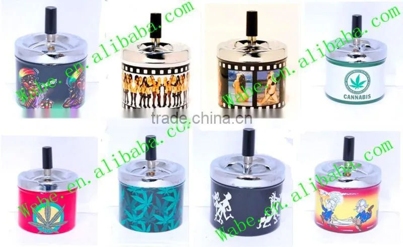 Stainless Steel Spinning Ashtray with Cigarette Butt Storage Compartment