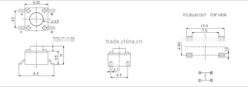 4 pin tactile smd switch TS-1102SMD,Round head button tact switch