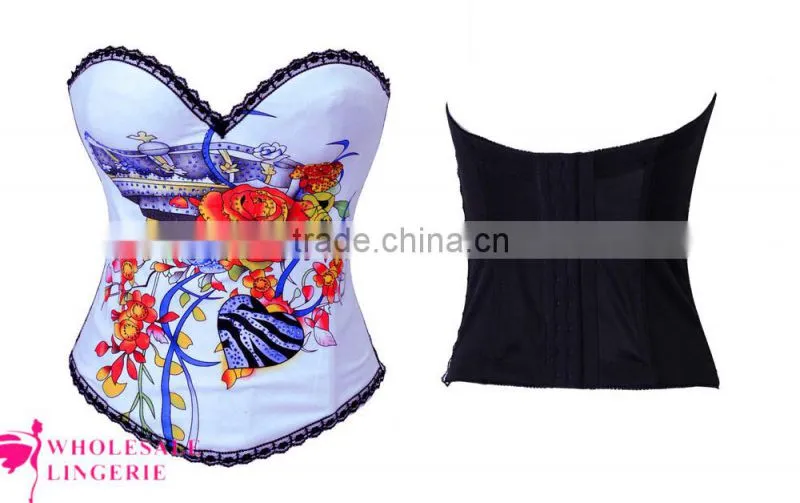 2015 newest cheap print flower waist training corsets for women