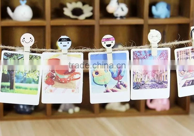 Cute cartoon face name card clip wooden postcard clip /photo clip