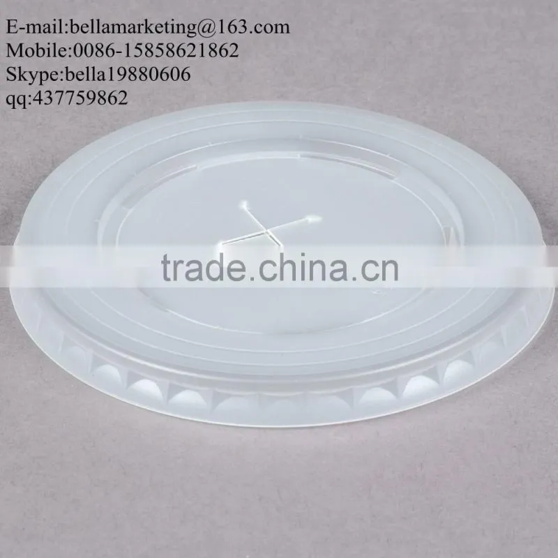 9 oz. Translucent Flat Plastic Lid with Straw Slot For Paper Cold Cup