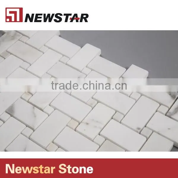Newstar Wholesale White Marble Tile Veining Patterns Of Gold And Grey Finish Mosaic