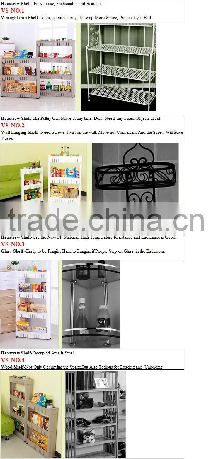 Multi-purpose Removable 3-layer Plastic Bathroom Shelf Crevice Gap Commodity Shelf