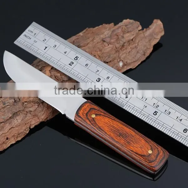 Wood Handle Multi Purpose Outdoor Survival Knife, Straight Edge Fruit Knife