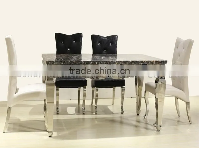 European style black marble dining table for 6 people