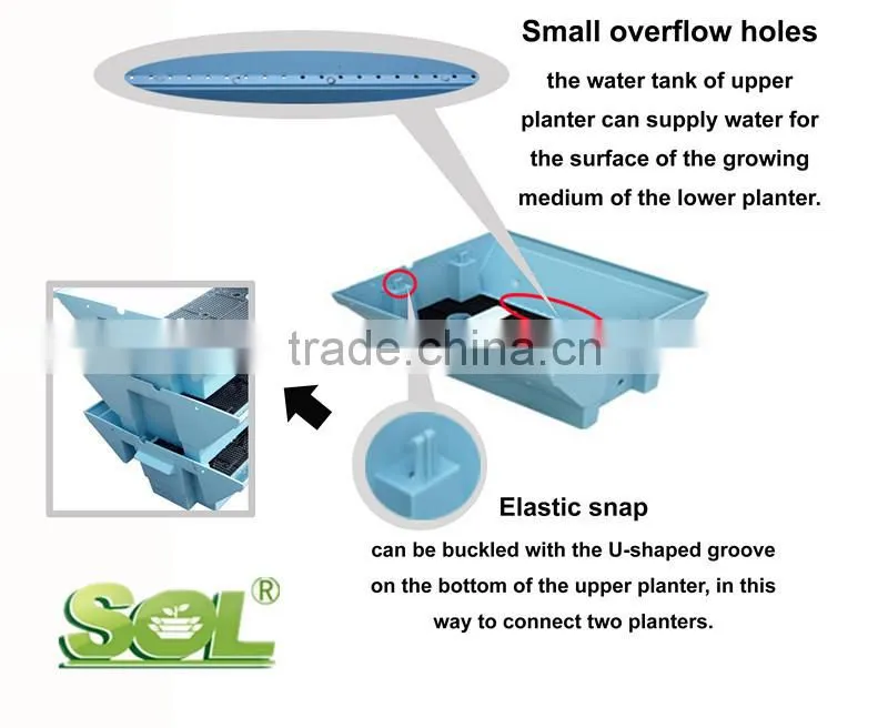 2015 SOL Colored PLASTIC vegetable container automatic watering pot