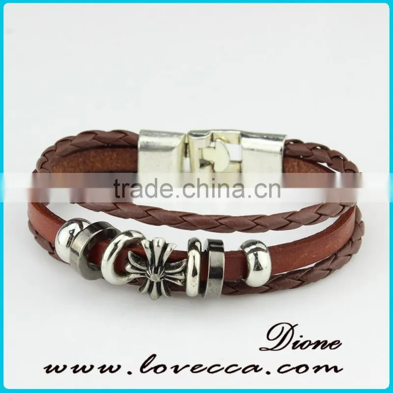 Braided adjustable nautical leather bracelets for women