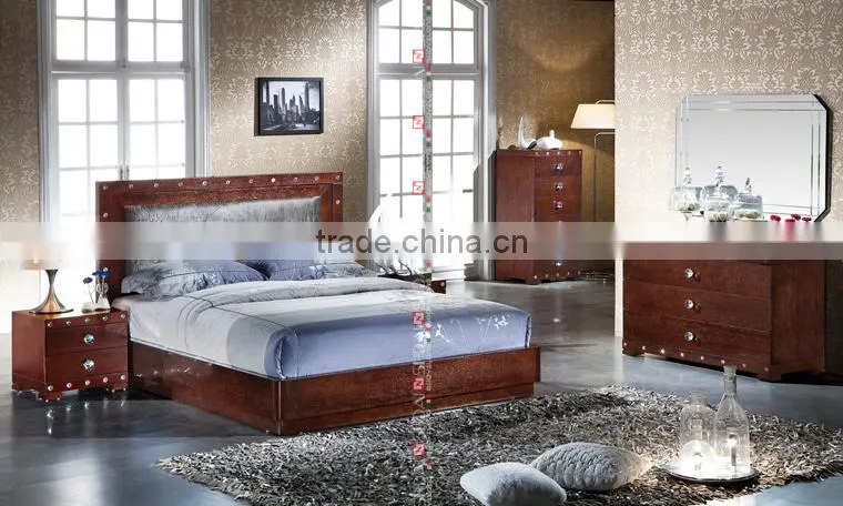 China Made Walnut Bedroom Set with Upholstered Headboard(Queen) B96