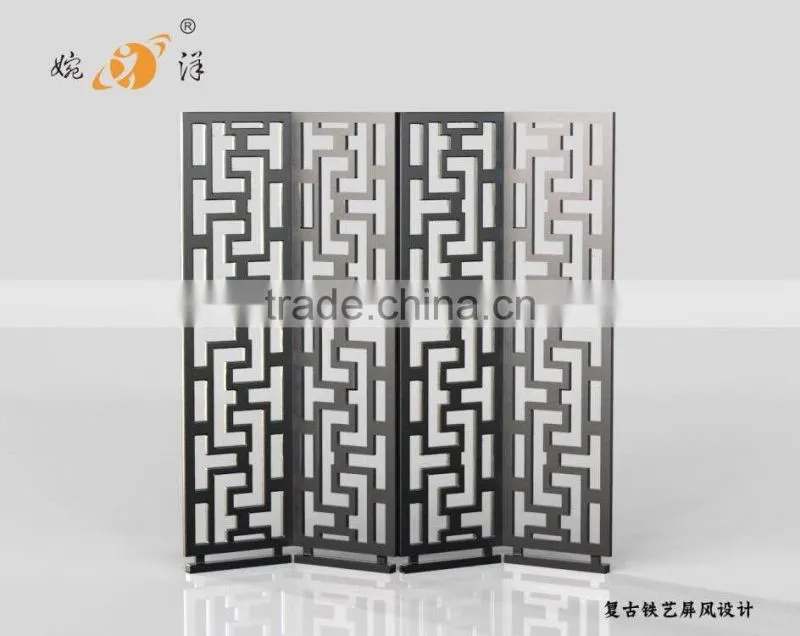 Interior decoration cheap art screen classical design metal folding screen