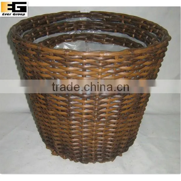 round gardening pe rattan flower stands/planter w/pvc