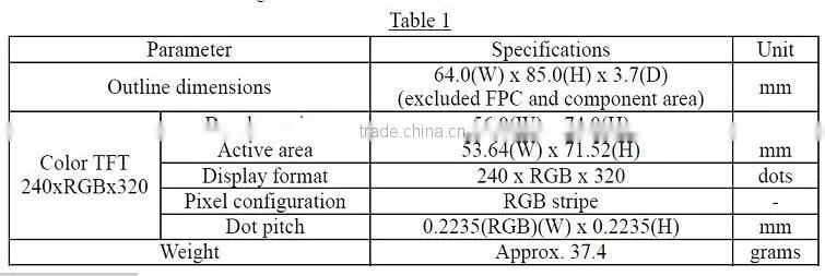 4:3 TFT color display 262k-colors 3.5 inch RTP TFT 240RGBx320dots