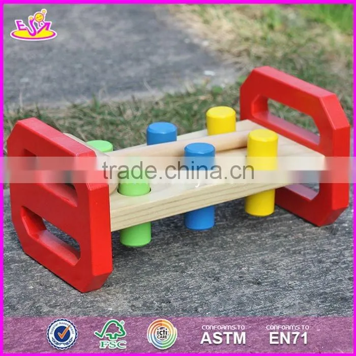 2017 new design baby funny toy wooden pound a peg W11G036