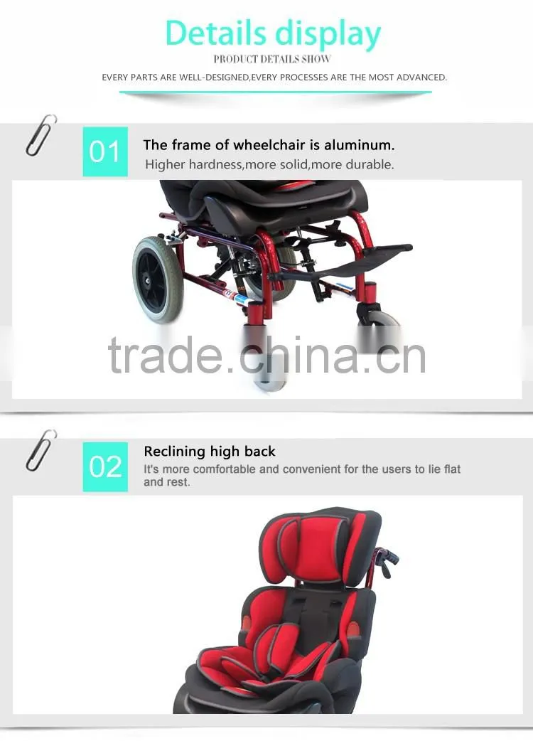 Lightweight Manual foldable aluminum Disabled baby Wheelchair for Cerebral palsy children