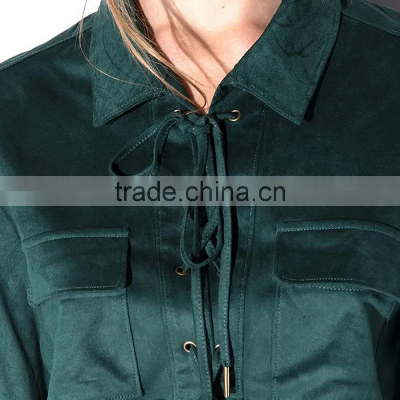 Womens Vintage Faux Suede Tops Loose Button Up T Shirt Blouse