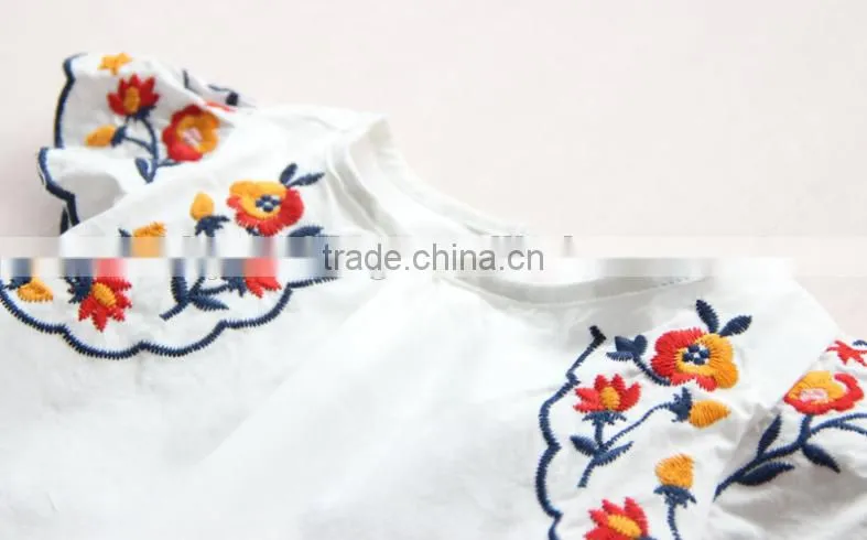 T shirts baby with embroidery sleeve and blue colour wave lacework