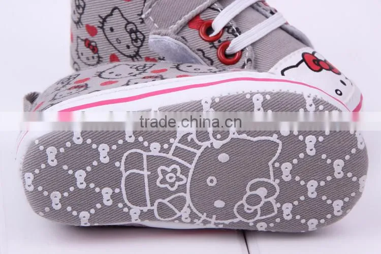 2014 wholesale baby shoes girls gray hello kitty infant shoe girls cavans kitty shoes