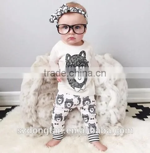 New 2 Piece Baby Clothes Set Girl Pants Blouse Infant Clothing Newborn Baby Clothing Sets Boy Cotton Little Monster