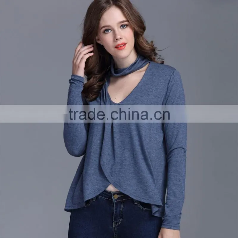 Top sell women clothes 2017 summer front short and long back blouse