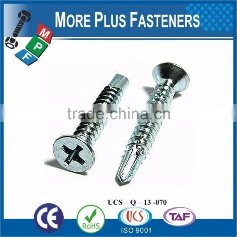 Made In Taiwan BDS Thread Type Countersunk Flat Head Cross Recessed Phillips Flat Head Self Drilling Screw