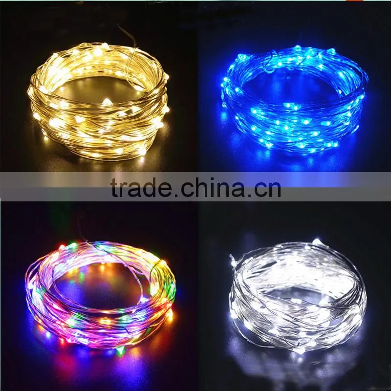 10M 100 LEDS Warm White LEDs Copper Wire 3AA Battery Powered LED String Lights
