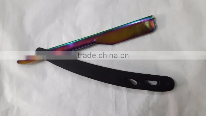 Professional Barbers shaving razors with blue handle stainless steel