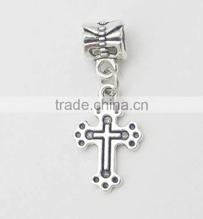Dangling "Cross" Charm Bead for Snake Chain Charm Bracelet,Charm Bead for Snake Chain Charm Bracelet,encanto cruz