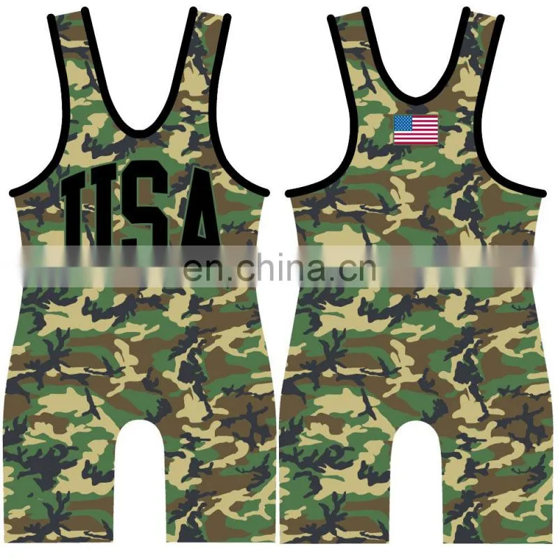 Cheap sublimated camo singlet wrestling singlet for sale