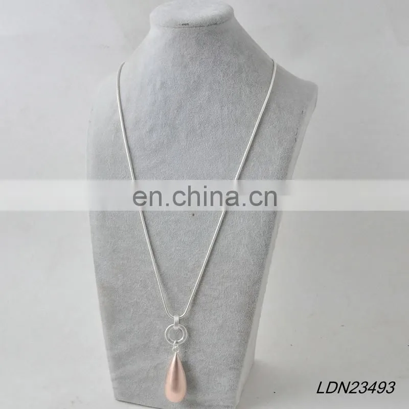 Mixed Color Metal Necklace Teardrop Pendant