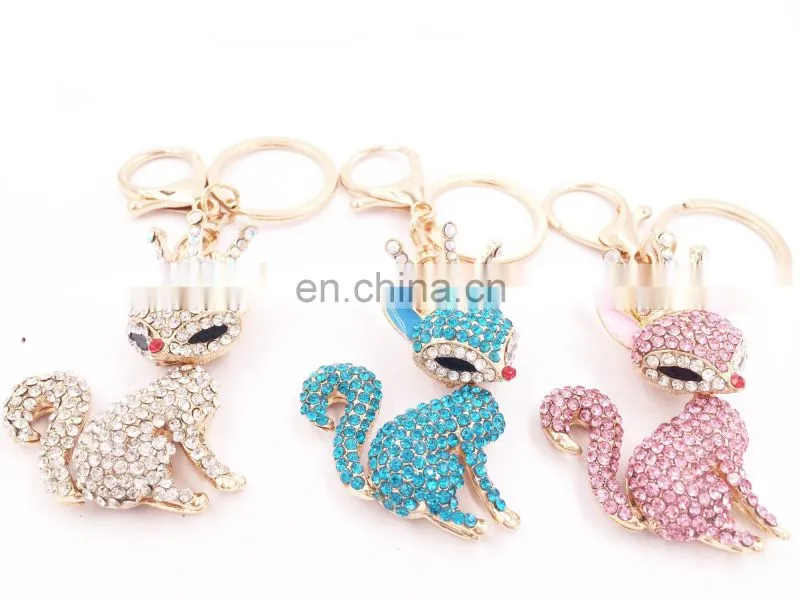 Customized Lovely Fox Shaped Metal Keychain For Bag Pendant