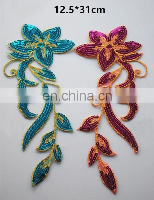 2017 New Developing Fashion Colorful Embroidered Sequin Flower Patches Applique