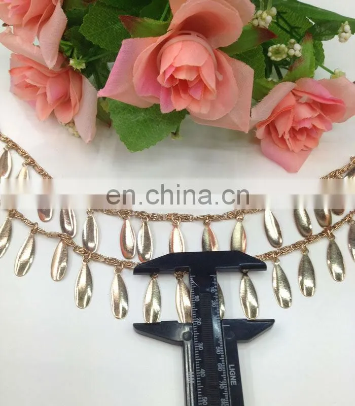 hot sell drop crystal gold color metal chain trimming sew on clothing bags or shoes garment accessories