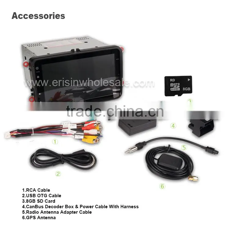 Erisin ES2802V Android 4.4.4 2 Din 8 inch Bluetooth Car Audio with GPS 3G WiFi for Passat