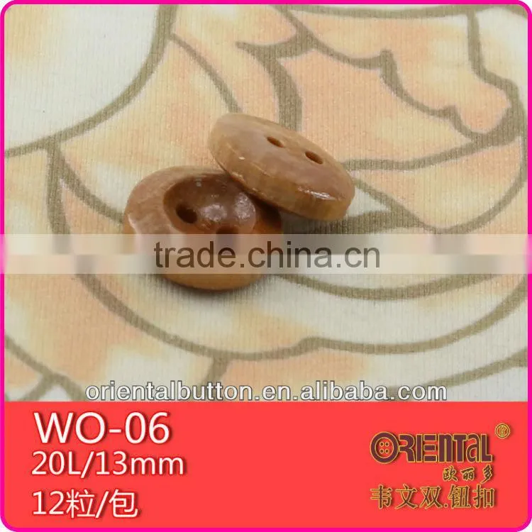 2 holes water proof natural raw material wooden button with sewing holes