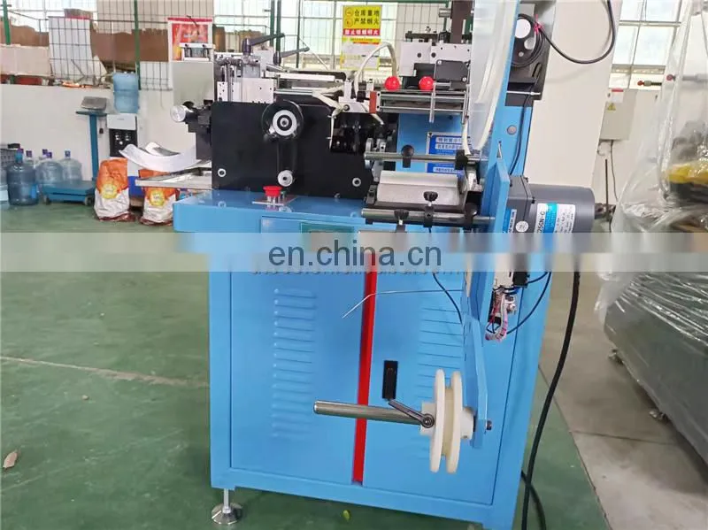 WS586 WING SINGA Automatic multi functional ribbon polyester satin fabric label cutting and folding machine with end mitre fold