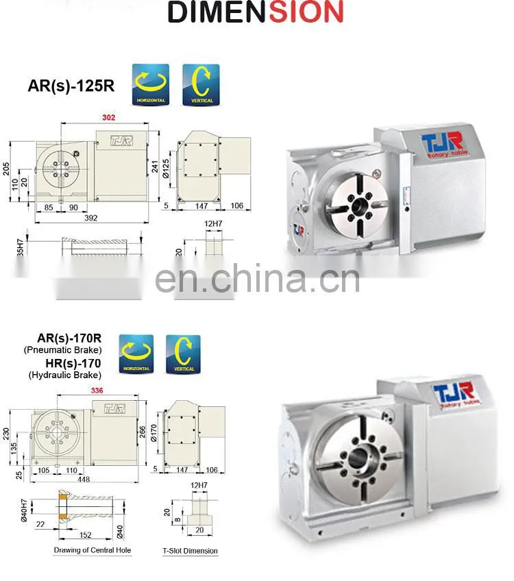 High value metal working hydraulic tjr rotary table 4th axis index rotary table for cnc milling machines