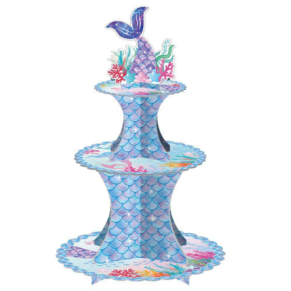 Mermaid themed birthday cake stand Three level display stand (2)