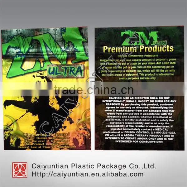 black cat foil pouch bag with zipper / high quality plastic bag for incense/herbal
