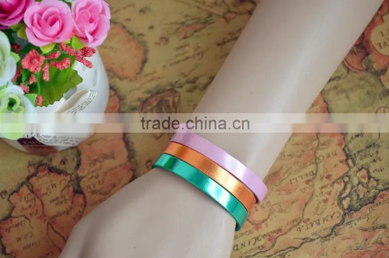 Hot Sell Metallic 10mm PU Leather Wristbands Bracelet