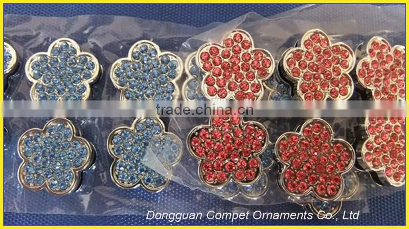 Chrome Diamond Cartoon Jewelry Wholesale 18MM Lovely Slide Rhinestone DIY Plum Flower Charms