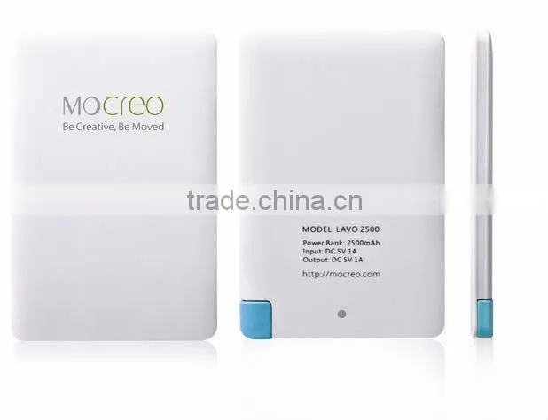 Most popular Fashion Portable 2500mAh credit card power bank for Andorid/IOS