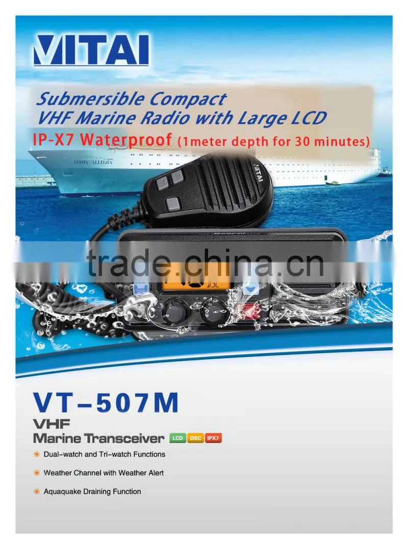 VITAI VT-507M GPS Function 156-163MHz IP-X7 VHF Marine Transceiver
