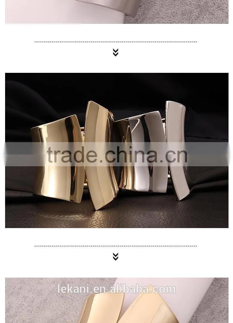 Fashion Adjustable Big Bridal Gold Plated Wide Metal Bangle
