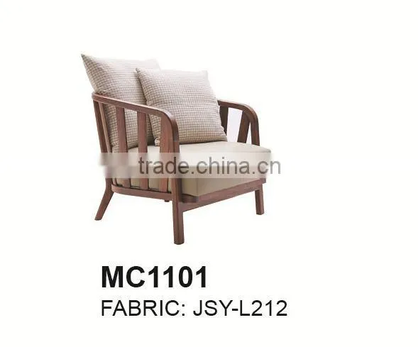 Living room furniture wood base sofa armchair with linen fabric MC1101