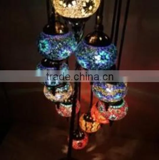 High Quality Stained Glass &Plating Iron Kitchen Bar Light Restaurant Home Decoration Multicolor Classic Floor Lamp RT-FC05M02