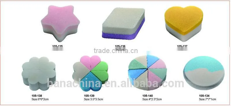 Flocking powder puff with ribbon