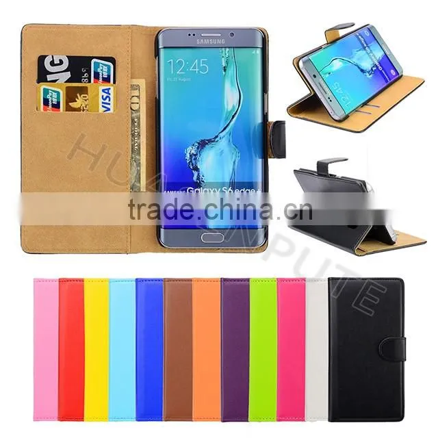 China Factory Insert Card Leather Case For Samsung Galaxy S6 Edge Plus