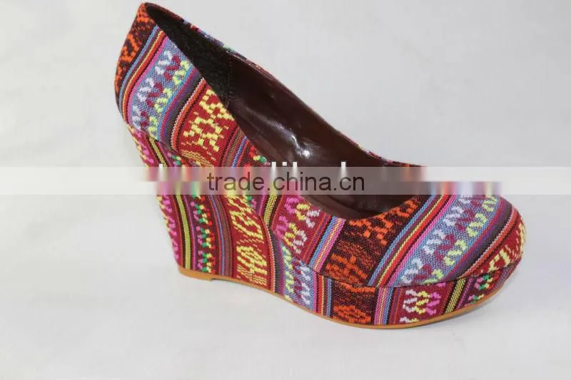 special material wedge high heel women pump shoes